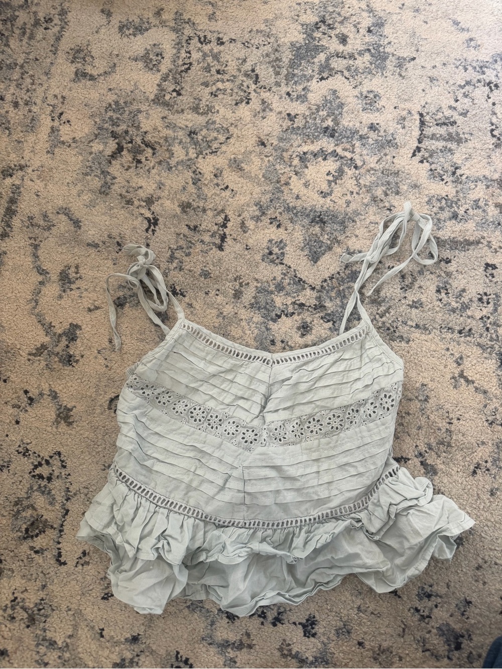 Miss Selfridge Pale Mint Green Ruffle Tie-Strap Tank Top